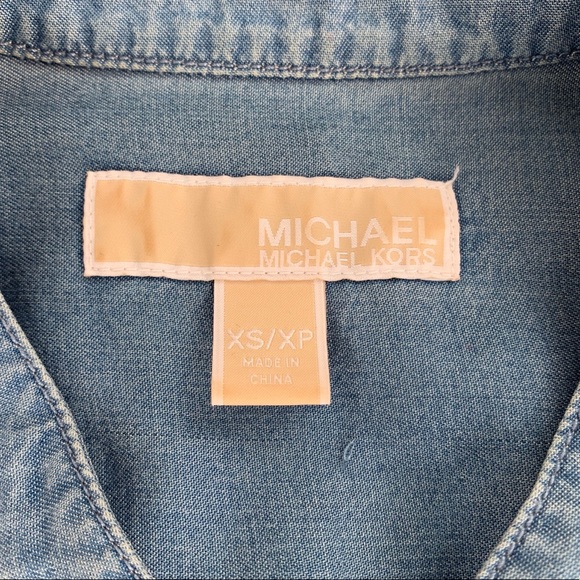 Michael Kors denim tunic with gold chain lacing - Picture 13 of 17